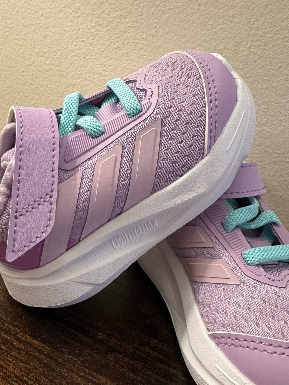 adidas Kids Lavender Sneakers with Aqua Laces